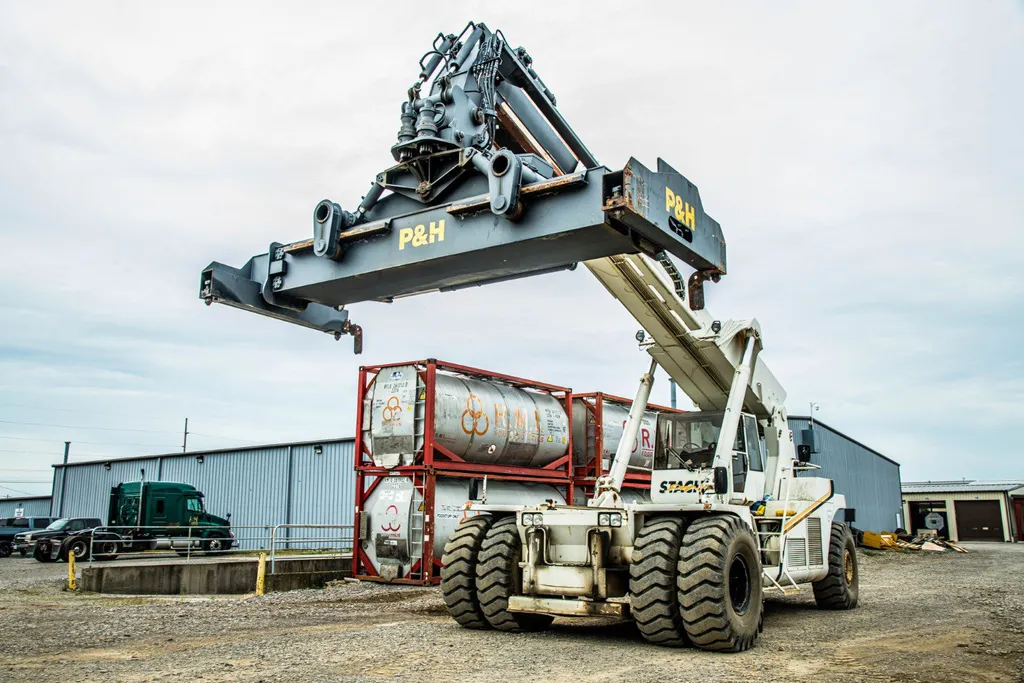 Crane lifting an ISO container at the Store & Haul ISO depot